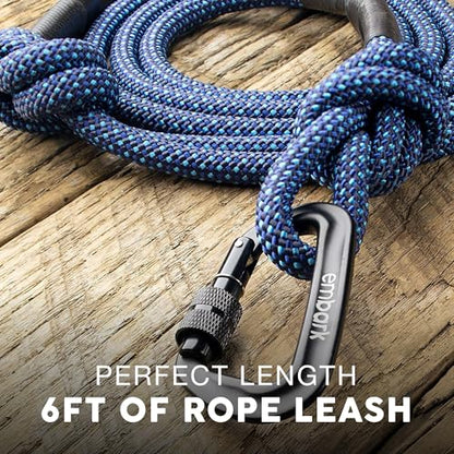 Embark Dog Leash - Heavy Duty Tough Nylon Training Lead for All Dog Breeds | Mountain Climbing Rope with Heavy Duty Locking Carabiner - Strong & Durable Nylon Pet Leash - 6 FT - Navy Blue - color: Navy Blue