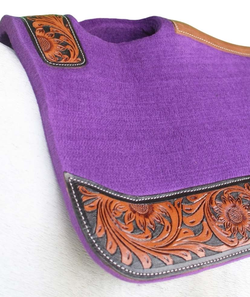 Horse 32"x30" Western Contoured Wool Felt Therapeutic Saddle Pad 39253 - color: Purple