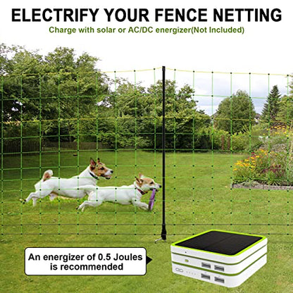 TMEE Electric Goat Sheep Fencing Livestock Netting Fence with 14 Posts, Double Spiked, Portable Mesh for Lambs, Deer, Hogs, Dogs, 35.5" H x 164' L, Green - size: 35.5" H