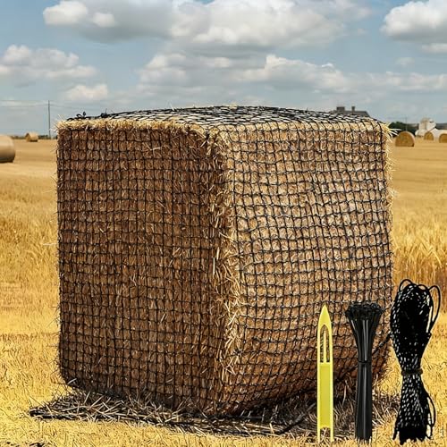 6x6 ft Square Bale Hay Net for Horses, 1.7 inch Hole Knotless - style: Square