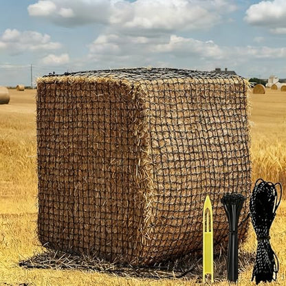 6x6 ft Square Bale Hay Net for Horses, 1.7 inch Hole Knotless - style: Square