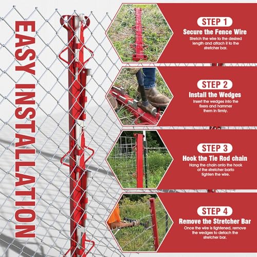 SDSNTE 4.4 Ft Woven Wire Fence Stretcher Bar with 5 Wedges | Easy & Secure Fence Installation, Perfect for DIY & Professional Use, Wire Fence Stretcher Tool