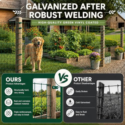 Black PVC Coated Welded Wire Fence 24 Inch x 100 Foot, 2 Inch x 3 Inch 16GA Green - color: Green, size: 24"×100'