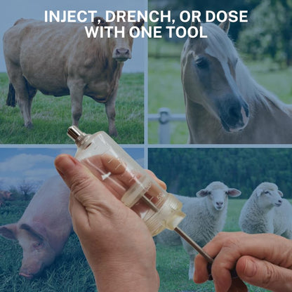 Reusable Veterinary Syringe Without Dose Nut – (50cc) - For Livestock Use | Durable Plastic Barrel | Luer-Lock & Luer-Slip Compatible | Equine, and Veterinary Use | Available in 10cc, 20cc, 30cc, 50cc - size: 50cc