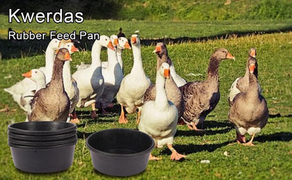 4 Pcs Rubber Feed Pan, 4 Quart 10.6 x 4.1 Inche Livestock Feeding Bucket, Dust Bath Container, Durable Utility Bowl for Horse Cats Dogs Chickens Ducks Goats Pigs and Farm Small Animal.