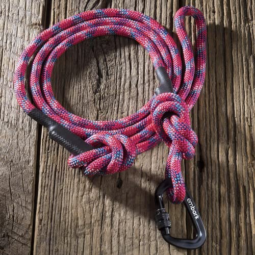 Embark Dog Leash - Heavy Duty Tough Nylon Training Lead for All Dog Breeds | Mountain Climbing Rope with Heavy Duty Locking Carabiner - Strong & Durable Nylon Pet Leash - 6 FT - Pink - color: Pink