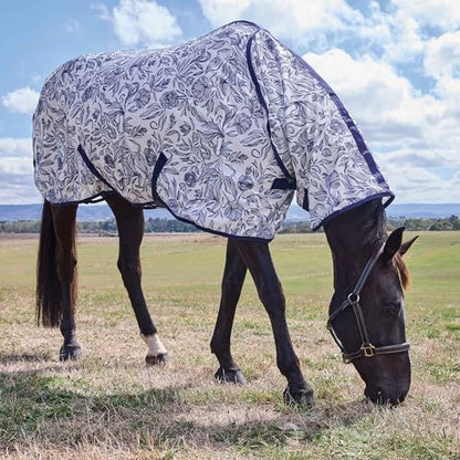WeatherBeeta ComFiTec Limited Edition Fly Sheet Combo, White/Navy Floral Print, 84" - size: 84"