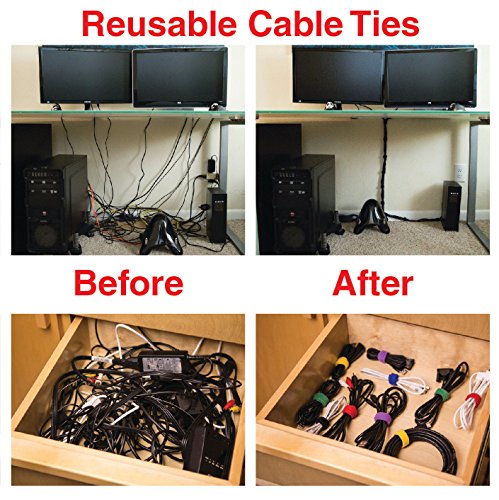 Reusable Cinch Straps 1" x 12" - 12 Pack, Multipurpose Quality Hook and Loop Securing Straps (Black) - Plus 2 Free Bonus Reusable Cable Ties - size: 1" x 12"