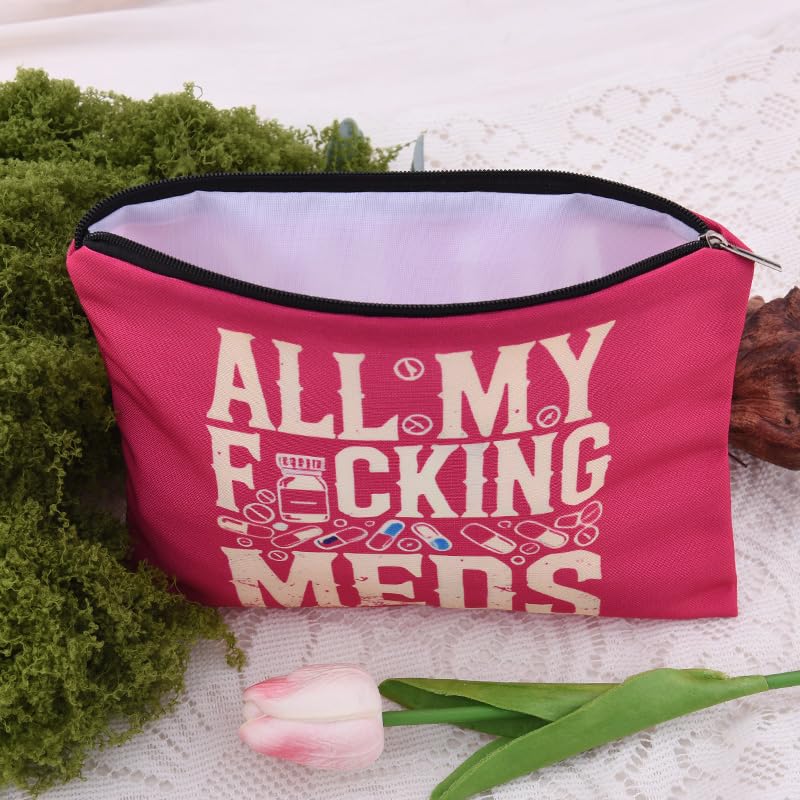 All My Meds Makeup Bag Med Pouch Bag for Nurse Doctor Funny Appiciation Gift Medical Medicine Travel Cosmetics Toiletry Bag Pouch Drug Pill Medication Organizer Patient Get Well Soon Gifts - color: Fucking Med