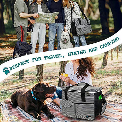 PetAmi Dog Travel Bag Organizer, Pet Supplies Tote, Stripe Black Large - color: Stripe Black, size: Large - 15.5"L x 9.5"W x 14.0"H