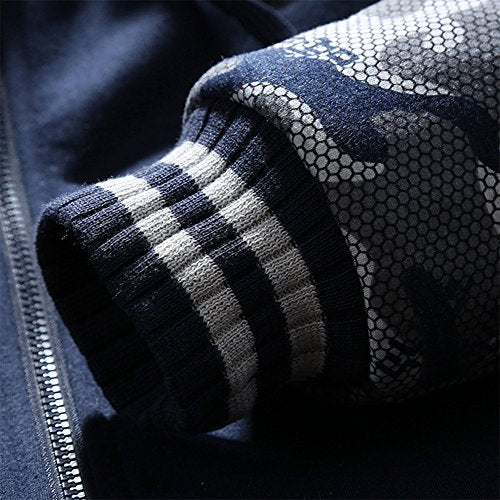 MACHLAB Men's Pullover Winter Workout Fleece Hoodie Jackets Full Zip Wool Warm Thick Coats - color: D63dark Blue, size: Medium