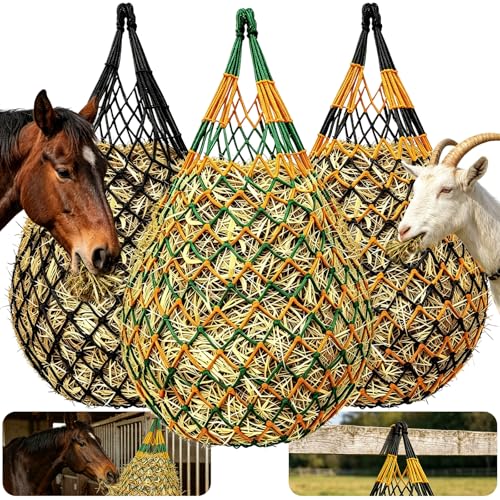 Hay Nets for Horses, 3-Pack Large-Capacity Hay Net for Horses Goats & Sheep