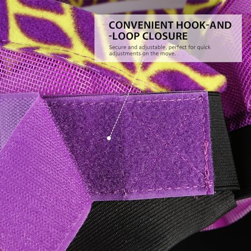 Harrison Howard Cattle Livestock Fly Mask Breathable Mesh Padded Edging with Fun Patterns Large Spacing Forelock Opening Design Adjustable Fit for Cattle Purple - color: Purple