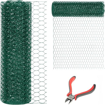 24'' x 150' Green Chicken Wire Fencing, 1 inch Chicken Wire and 19 Gauge Poultry Netting, Garden Mesh Fence Roll for Floral Arrangements/Crafts/Farm/Livestock/Pet Protection - size: Green /19 Gauge 24" x150'
