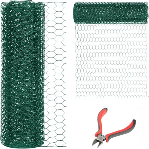 48'' x 150' Green Chicken Wire Fencing, 1 inch Chicken Wire and 19 Gauge Poultry Netting, Garden Mesh Fence Roll for Floral Arrangements/Crafts/Farm/Livestock/Pet Protection - size: Green /19 Gauge 48" x150'