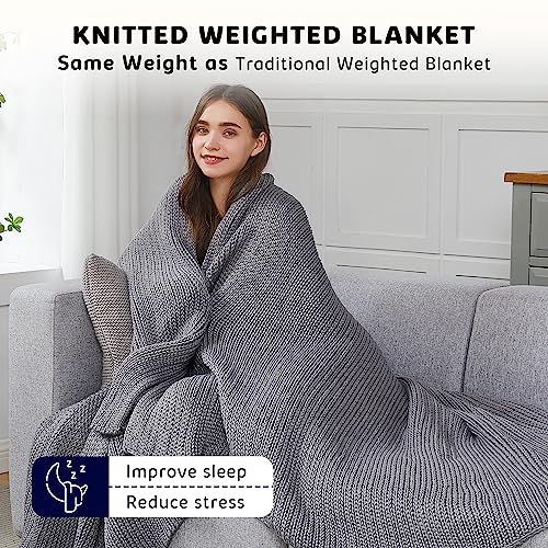 L'AGRATY Knitted Weighted Blanket 60"x80" 20lbs for Adults Cooling - color: Light Grey, size: 60" x 80" | 20 lbs