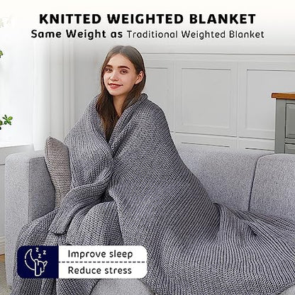 L'AGRATY Knitted Weighted Blanket 60"x80" 20lbs for Adults Cooling - color: Light Grey, size: 60" x 80" | 20 lbs