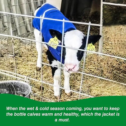 2pcs All-Weather Calf Blanket with Fleece Lining & Windproof Shell - Versatile Goat Blankets for Winter and Durable Sheep Blanket with Full Belly Coverage (Blue 2pcs) - color: Blue