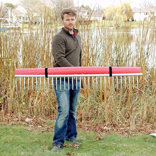 ShoreTech Ultralite Lake Weed Rake – 24" Head with 11ft Lightweight Aluminum Handle – 20 Durable Tines – Quick Release Handle – Includes Rope & Float Kits – for Lakes, Ponds, and Shoreline Cleanup