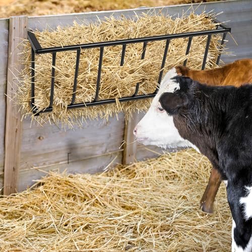 Hay Feeder Goat,40.8" Long Wall Mounted Horse Feeder Holder,Large Capacity Livestock Feeding,Heavy-Duty Steel Goat Hay Rack,Blanket Holder,Multiple Sided Feeding Rack for Sheep,Cattle, Goats, Black