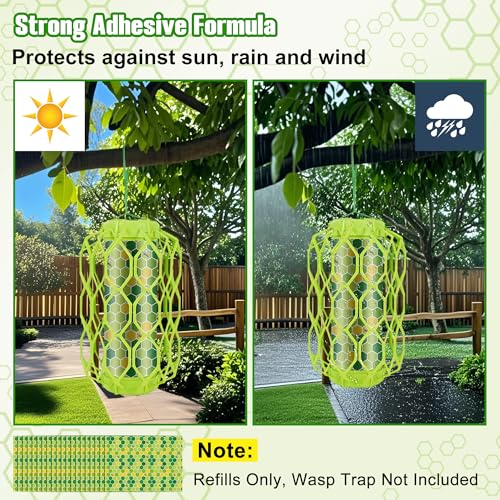 Qualirey 20 Pack Wasp Trap Refills, Fits Most Wasp Sticky Trap, 12" x 8.6"