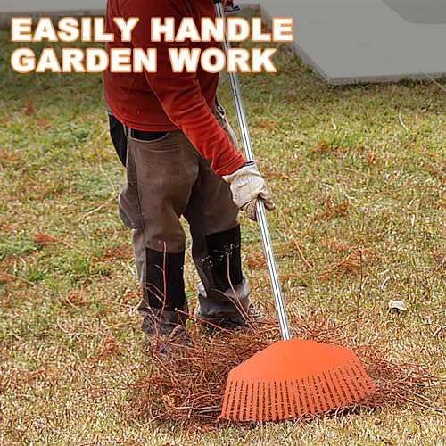 YEELOR Leaf Rake with 16.5‑inch Plastic Head | Compact & Lightweight, 57″Adjustable Handle, Gathers Leaves & Scattered Debris, Ideal for Small‑Scale Cleaning Tasks