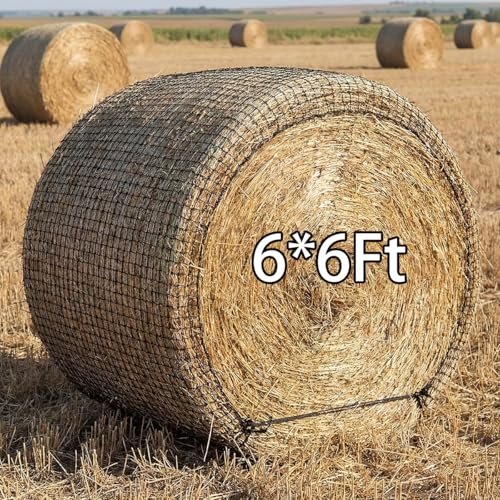 Slow Hay Net Feeder for Horses and Livestock,Round Bale Hay Nets with 2 Inch Hole Slow Feeder Hays Rounds Bales for Slow Feeding（6X6