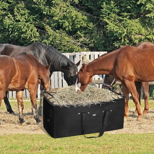Hay Bale Storage Bag,44 * 22 * 18in Large Hay Bags for Horses,Heavy-Duty Hay Feeder for Goats,Horses,Sheep,Donkey,Horse Hay Bag for Barn Stable (Black)