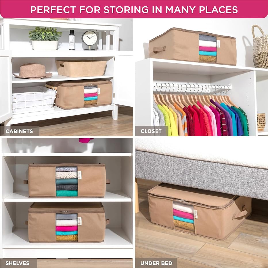 Cedar Clothes Storage Bag Organizer, Protects From Moths, Set of 2, Beige - color: Beige