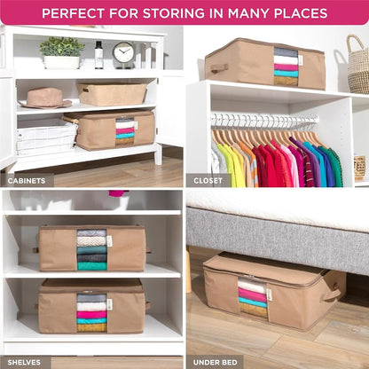 Cedar Clothes Storage Bag Organizer, Protects From Moths, Set of 2, Beige - color: Beige