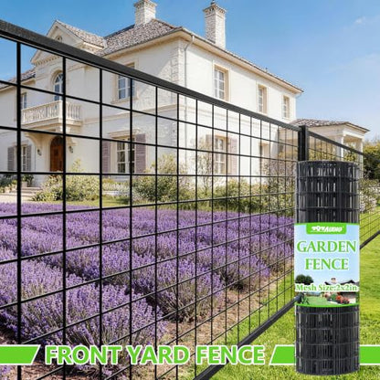 Black PVC Coated Welded Wire Fencing,2"x2" 16 Gauge,48inch H x 100ft L Garden Wire Fence Roll,2/3/4/5/6ft Tall x 50/100 ft Long Vinyl Coating Metal Wire Mesh for Yard,Farm,Dog,Vegetable Protection - color: Black, size: 2"x2" 48inx100ft
