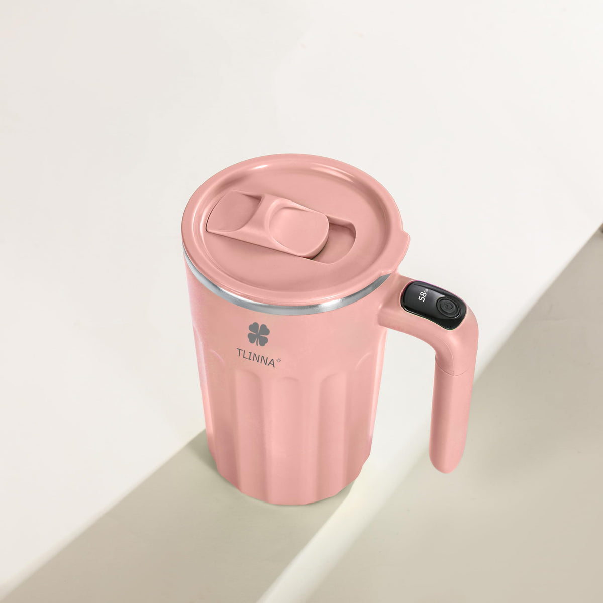 Drink Stirrer,Self Stirring Mug,Self Stirring Coffee Mug,Suitable for Coffee, Milk, Cocoa and Other Beverages Stainless Steel Vacuum Insulated Tumbler with Lid (Pink, 12 Ounces) - color: Pink