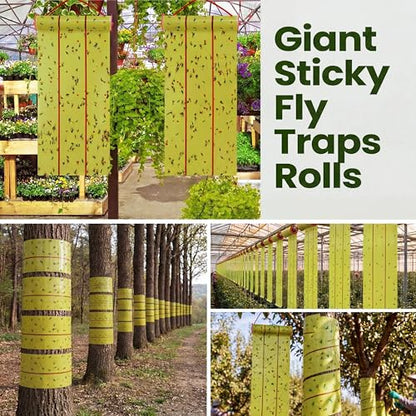 Qualirey 1 Pcs Giant Flypaper Fly Traps, 29.5ft Sticky Fluorescent Green - color: Yellow