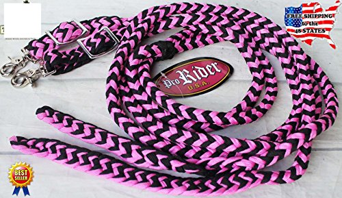 Horse Roping Knotted Tack Western Split Reins Nylon Braided 8 Ft. 607225PK