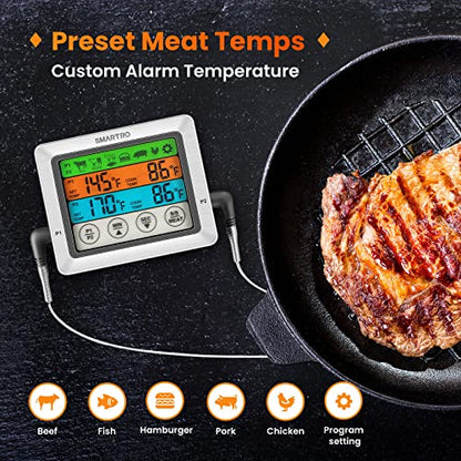 SMARTRO ST54 Dual Probe Digital Meat Thermometer with Timer Mode