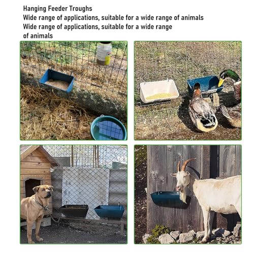 Hanging Fence Feed Trough, Large Capacity Hanging Chicken Feeder Livestock Feeding Container, Poultry Waterer Bucket for Goat, Sheep, Goose (White) - color: White