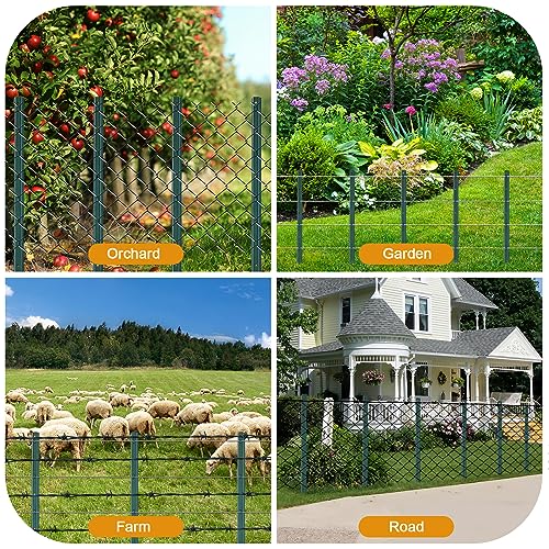 Amagabeli Heavy Duty Metal Fence Posts 4 Feet 10 Pack No Dig Garden U Post Stakes for Wire Fence Temporary Fencing Electric Fence Wire Safety Fence Mesh Fence Garden Fencing T Post for Yard Green - size: 4 Feet Post
