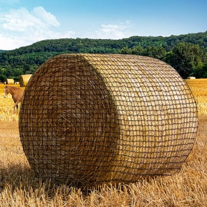 Round Bale Hay Net, 6x6FT Knotless Hay Nets for Horses Slow Feed, Heavy Duty Livestocks Haynet for Round Bale 4x4-6x6 or Square Bale 3x3x4-4x4x8