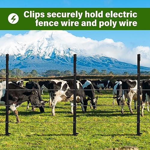 Sintuff 50 Pack Electric Fence Posts, 40 Inch Plastic Step in Heavy Duty Sturdy Fence Posts for Farm Garden Yard Temporary Outdoor Wire Fencing(Black) - color: Black