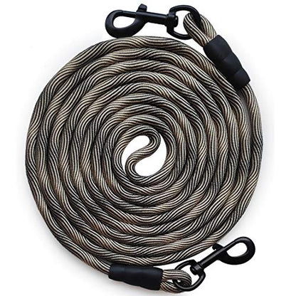 BTINESFUL Dog Tie Out Long Tether Rope Dog Lead for Yard 8/12/20/30/50/75ft - color: Beige Black, size: 30 Foot