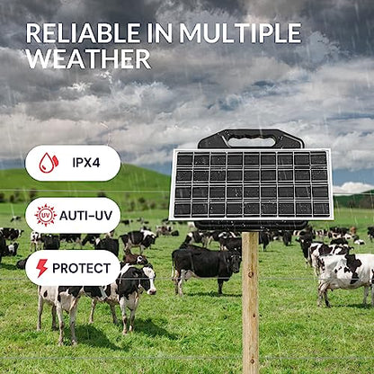 S1500 1.5 Joule Solar Electric Fence Energizer for Livestock, Horses, Cattle, Sheep - 50 Miles, 15W Solar Panel, Easy Installation - size: S1500