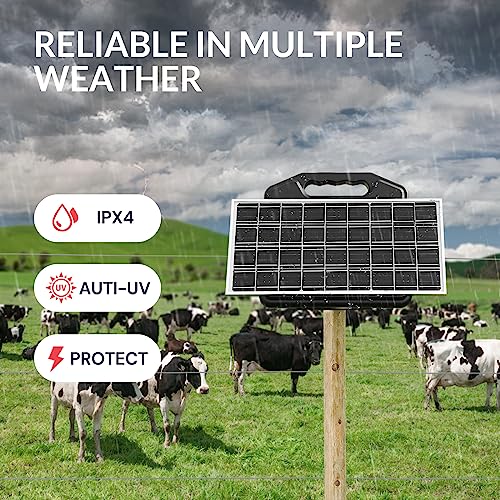 S1500 1.5 Joule Solar Electric Fence Energizer for Livestock, Horses, Cattle, Sheep - 50 Miles, 15W Solar Panel, Easy Installation - size: S1500