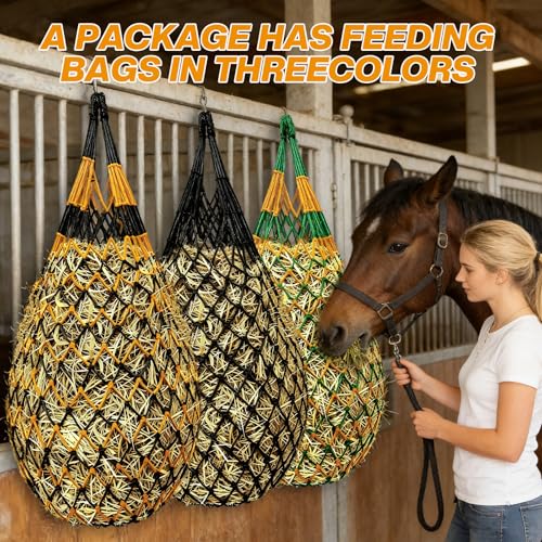 Hay Nets for Horses, 3-Pack Large-Capacity Hay Net for Horses Goats & Sheep
