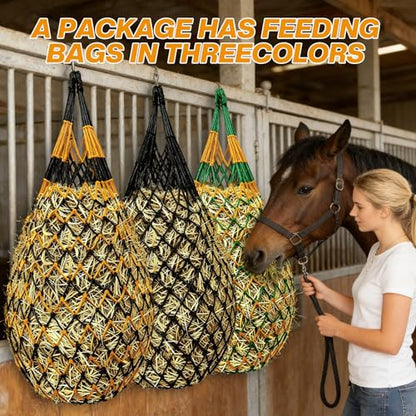 Hay Nets for Horses, 3-Pack Large-Capacity Hay Net for Horses Goats & Sheep