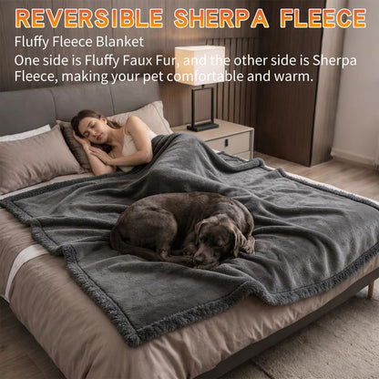 Waterproof Dog Blanket Reversible Pet Bed Cover Puppy Blankets Leakproof Sofa Couch Cover Cat Pet Blanket for Warm Fluffy Washable Grey Mat-M - color: Grey, size: M-100*145cm(40*57in)