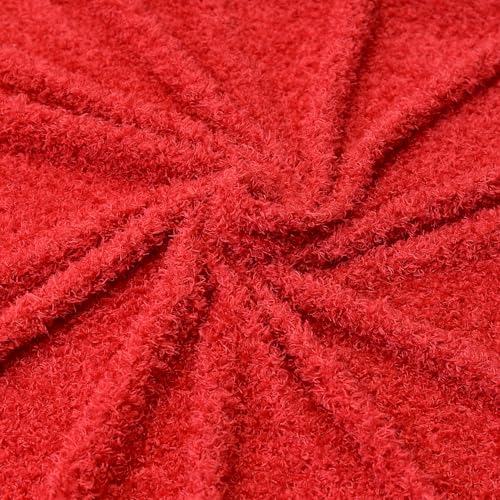 Surf turtle Red Curly Teddy Fleece Faux Fur Fabric 36" x 59" - color: Red, size: 36 x 59 inches