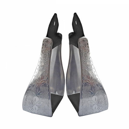 Aluminum Engraved 4.75" Adult Western Horse Bell Stirrups with Original Leather - color: Black Leather