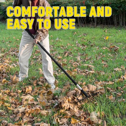 Bow Rake, 68-Inch Adjustable Handle Garden Rake with 17 Steel Tines, Heavy Duty Dual-Sided Metal Rake Landscape Gardening Tool for Soil Loosening Lawn Yard Leaves Mulch Thatch Removing