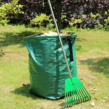 Gardzen 12 Tines Gardening Leaf Rake, Lightweight Steel Handle, Detachable, Ideal Camp Rake, Comes with Dustpan-Type Garden Bag | Lightweight Steel Handle, Detachable, Ideal Camp Rake, Comes with Dustpan-Type Garden Bag - style: Green Rake