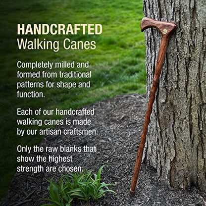 Brazos Handcrafted Wood Walking Cane, Twisted Oak, Traditional Style Handle, for Men & Women, Made in The USA, 37" - color: Red